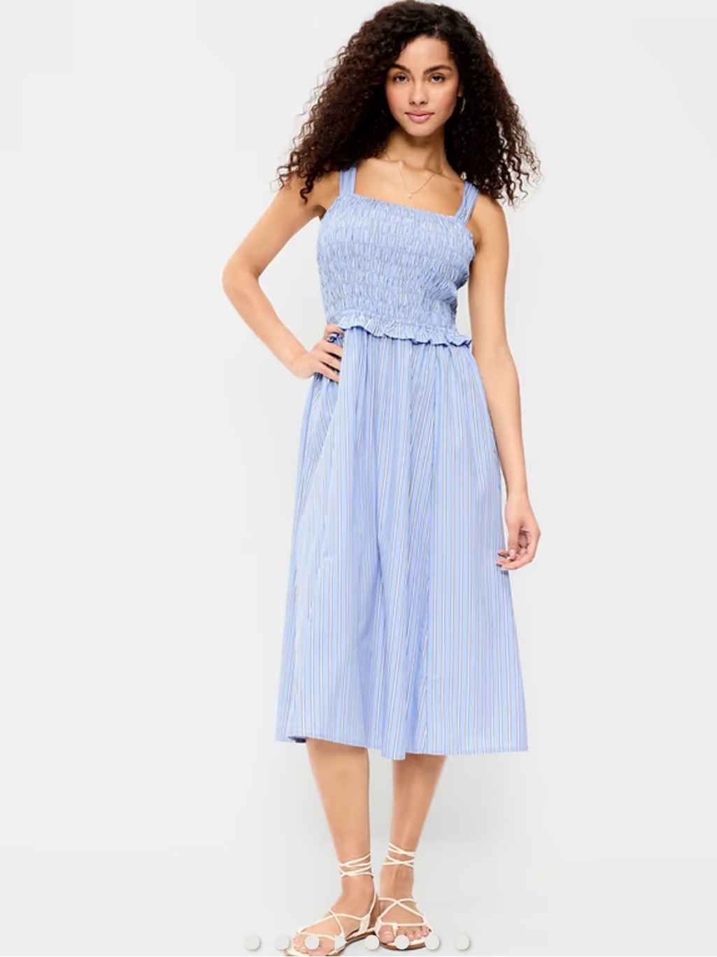 Light Blue Striped Smocked Sundress